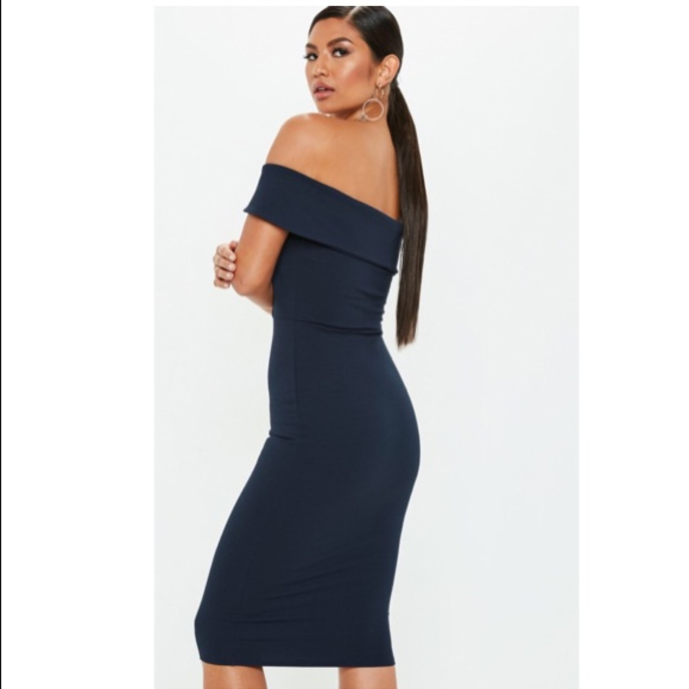 Navy sleeveless midi bodycon dress Missguided Medi - Picture 2 of 6